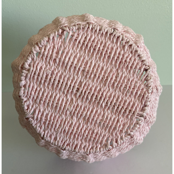 Wicker Easter Basket PInk With Wicker Bow And Scalloped Edges - Picture 5 of 5